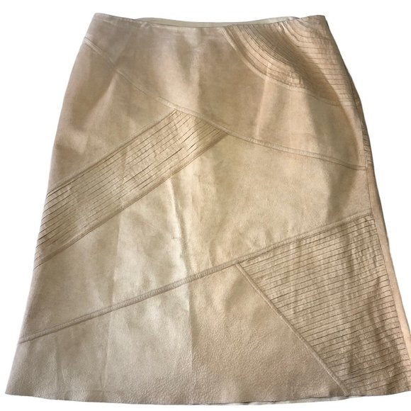 Lafayette 148 New York 100% Suede Midi A Line Skirt Tan Size 20 - Picture 2 of 16